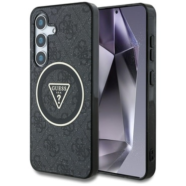 Maskica Guess "IML Metal Glitter 4G Circle Triangle MagSafe" za Samsung Galaxy S25 - black