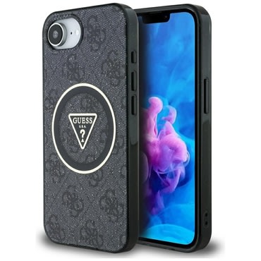 Maskica Guess "IML Metal Glitter 4G Circle Triangle MagSafe" za iPhone 16e / 17e - black