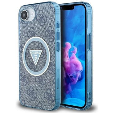 Maskica Guess "IML Metal Glitter 4G Circle Triangle MagSafe" za iPhone 16e / 17e - blue