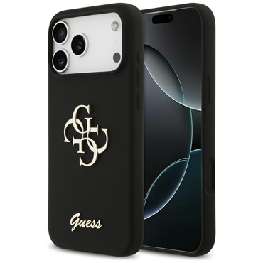Maskica Guess "Silicone Big 4G Script" za iPhone 17 Pro Max - black