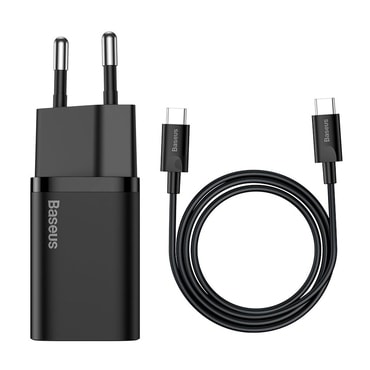 Zidni 25W punjač Baseus "Super Si" USB-C s USB-C kabelom - black