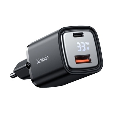 Zidni 33W punjač Mcdodo "Graphite Series CH-1701" USB-A i USB-C s digitalnim prikazom - black
