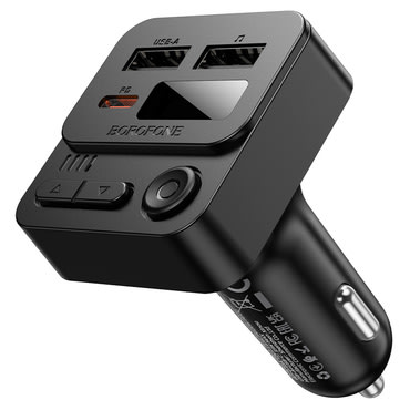 FM odašiljač i autopunjač 35W Borofone "Hero BC60" Bluetooth V5.4, 2x USB, USB-C, MP3 - black
