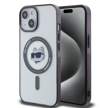 Maskica Karl Lagerfeld "IML MagSafe" za iPhone 15 Plus - transparent choupette`s head