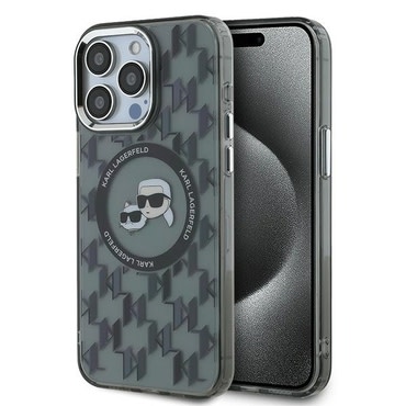 Maskica Karl Lagerfeld "IML MagSafe" za iPhone 15 Pro - monogram karl and choupette head