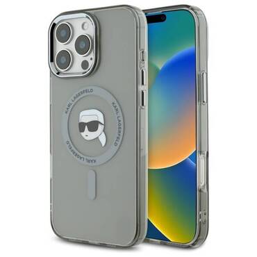 Maskica Karl Lagerfeld "IML MagSafe" za iPhone 16 Pro - metal karl`s head