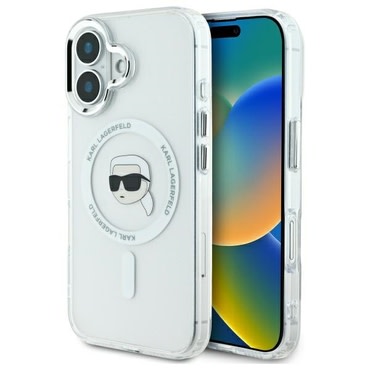 Maskica Karl Lagerfeld "IML MagSafe" za iPhone 16 - white metal karl`s head