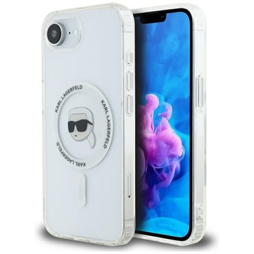 Maskica Karl Lagerfeld "IML MagSafe" za iPhone 16e / 17e - white karl`s head