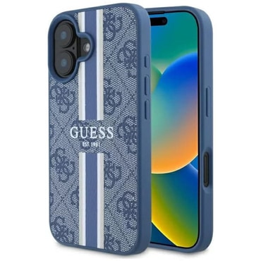 Maskica Guess "Hardcase 4G Printed Stripes MagSafe" za iPhone 16 - blue