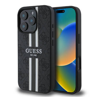 Maskica Guess "Hardcase 4G Printed Stripes MagSafe" za iPhone 16 Pro - black