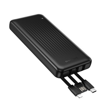 Power bank Borofone "Clever Series BJ79" 10000mAh s ugrađena 3 kabela USB, USB-C, Lightning i indikatorom - crni