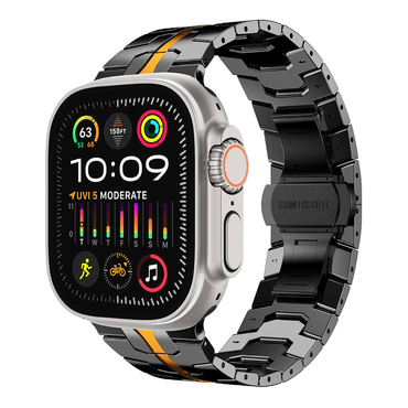 Čelični remen Techsuit "W063" za Apple Watch (42mm / 44mm / 45mm / 46mm / 49mm) - crni / narančasti
