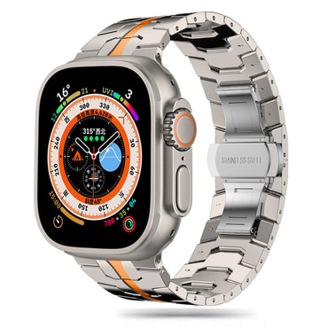 Čelična narukvica Techsuit "W063" za Apple Watch (42mm / 44mm / 45mm / 46mm / 49mm) - srebrna / narančasta
