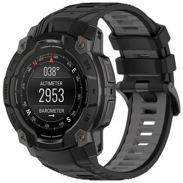 Silikonski remen Techsuit "W077" za Garmin Instinct 3 50mm / Instinct 3 50mm Solar - crni / sivi