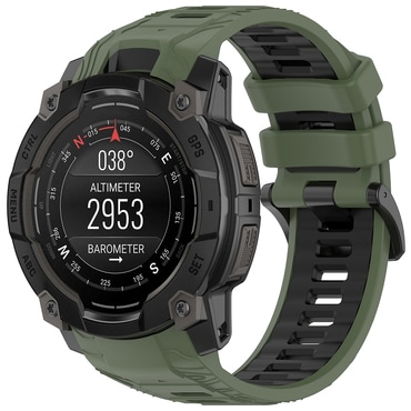 Silikonski remen Techsuit "W077" za Garmin Instinct 3 50mm / Instinct 3 50mm Solar - zelen / crn