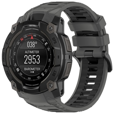 Silikonski remen Techsuit "W077" za Garmin Instinct 3 50mm / Instinct 3 50mm Solar - sivi / crni