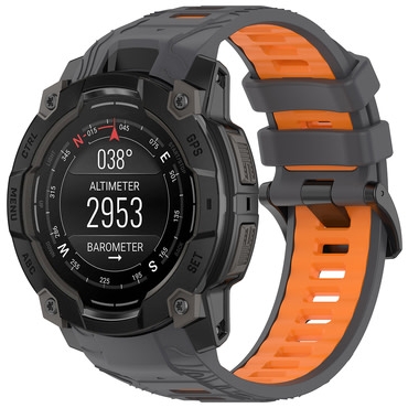 Silikonski remen Techsuit "W077" za Garmin Instinct 3 50mm / Instinct 3 50mm Solar - sivi / narančasti
