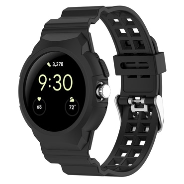 Silikonski remen Techsuit "W065" za Google Pixel Watch / Watch 2 / Watch 3 41mm / Watch 4 41mm - crni