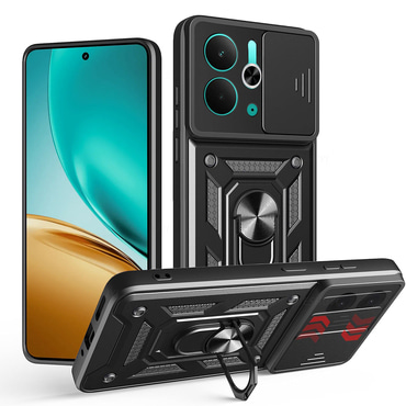 Robusna maska MaX-Armor s obručem, metalnom pločicom i zaštitom zadnjih kamera za Realme 14 5G - army black
