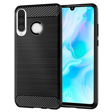 TPU gel maska "Brushed Carbon" za Huawei P30 Lite - crn