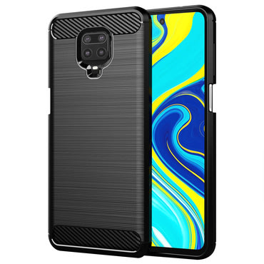 TPU gel maska "Brushed Carbon" za Xiaomi Redmi Note 9S / 9 Pro / 9 Pro Max - crn