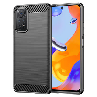 TPU gel maska "Brushed Carbon" za Xiaomi Redmi Note 11 Pro 4G / 11 Pro 5G - crn