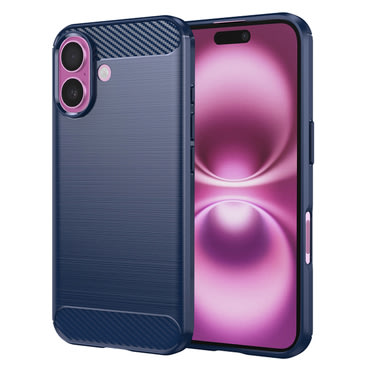 TPU gel maska "Brushed Carbon" za iPhone 16 Plus - plav