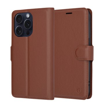 Torbica Techsuit "Leather Folio" za iPhone 15 Pro - smeđ