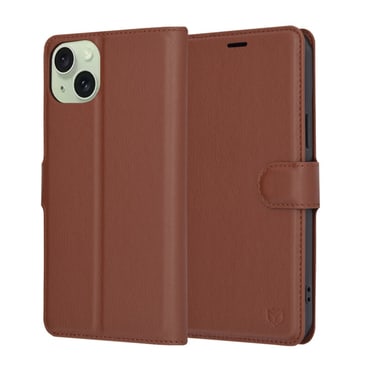 Torbica Techsuit "Leather Folio" za iPhone 15 Plus - smeđ