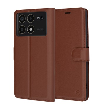 Torbica Techsuit "Leather Folio" za Xiaomi Poco F6 Pro - smeđ