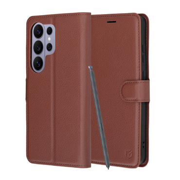 Torbica Techsuit "Leather Folio" za Samsung Galaxy S26 Ultra - smeđ