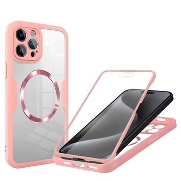 Hibridna Full Body maskica Techsuit "ColorVerse 360 MagSafe" za iPhone 15 Pro - pink