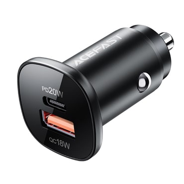 Automobilski 38W punjač Acefast "B1" USB-C i USB-A s LED lampicom - black