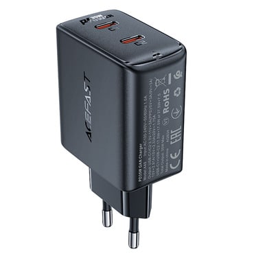 Zidni 35W punjač Acefast "A49" 2x USB-C, GaN - black