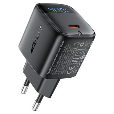 Zidni 45W punjač Acefast "A135" GaN, LED prikazivač - black
