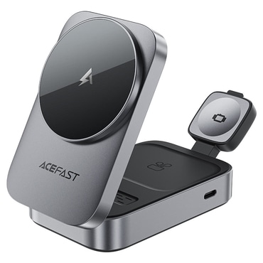Bežična 22.5W punjač Acefast "E22" za telefon, slušalice i Apple Watch - metal gray
