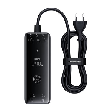 Bežična 240W punjačnica Baseus "Charging Station" GaN 3x USB-C, USB, DC - black