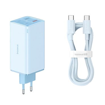Stolni 100W punjač Baseus "GaN6 Pro" 2x USB-A, 2x USB-C s USB-C na USB-C kabelom - blue