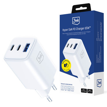Zidni 65W punjač 3mk "Hyper" GaN tehnologija - white