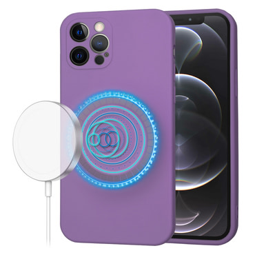 Silikonska maska Techsuit SoftFlex MagSafe za iPhone 12 Pro - tamno ljubičast