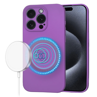 Silikonska maska Techsuit SoftFlex MagSafe za iPhone 15 Pro - tamno ljubičast