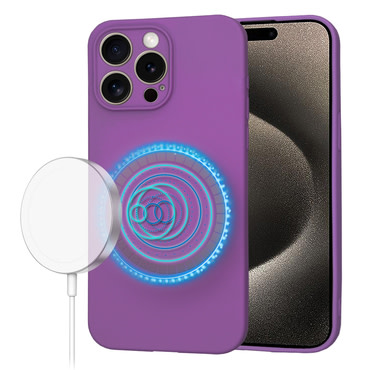 Silikonska maska Techsuit SoftFlex MagSafe za iPhone 15 Pro Max - tamno ljubičast