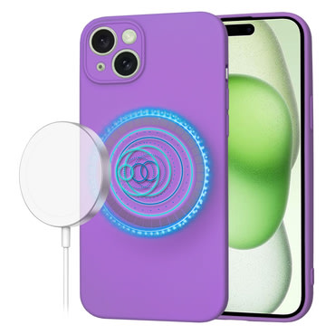 Silikonska maska Techsuit SoftFlex MagSafe za iPhone 15 Plus - tamno ljubičast