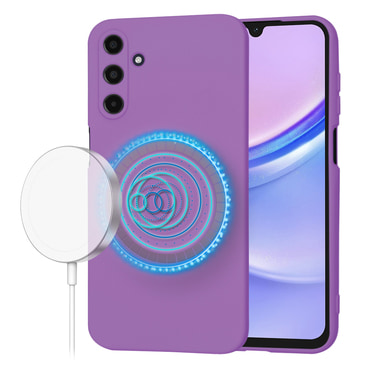 Silikonska maska Techsuit SoftFlex MagSafe za Samsung Galaxy A15 - tamno ljubičast