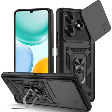 Robusna maska MaX-Armor s obručem, metalnom pločicom i zaštitom zadnjih kamera za Honor X5c Plus - black