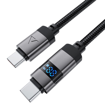 Punjač i podatkovni 60W USB-C na USB-C kabel Acefast "C15-03" s digitalnim prikazom - 1.2m - black