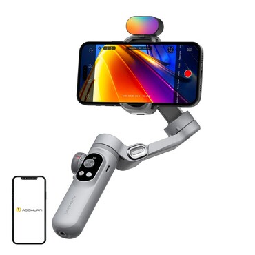Stabilizator gimbal Aochuan "X Pro" s RGB osvjetljenjem i OLED zaslonom - gray