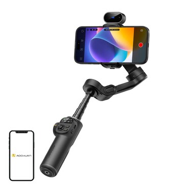 Gimbal stabilizator Aochuan "X2" s AI senzorom, 3-osni sustav, 20 cm produžetak - black