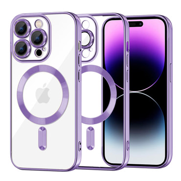 Maskica Techsuit "Luxury Crystal MagSafe" za iPhone 14 Pro Max - svijetlo ljubičast