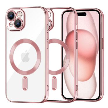 Maskica Techsuit "Luxury Crystal MagSafe" za iPhone 15 - roza